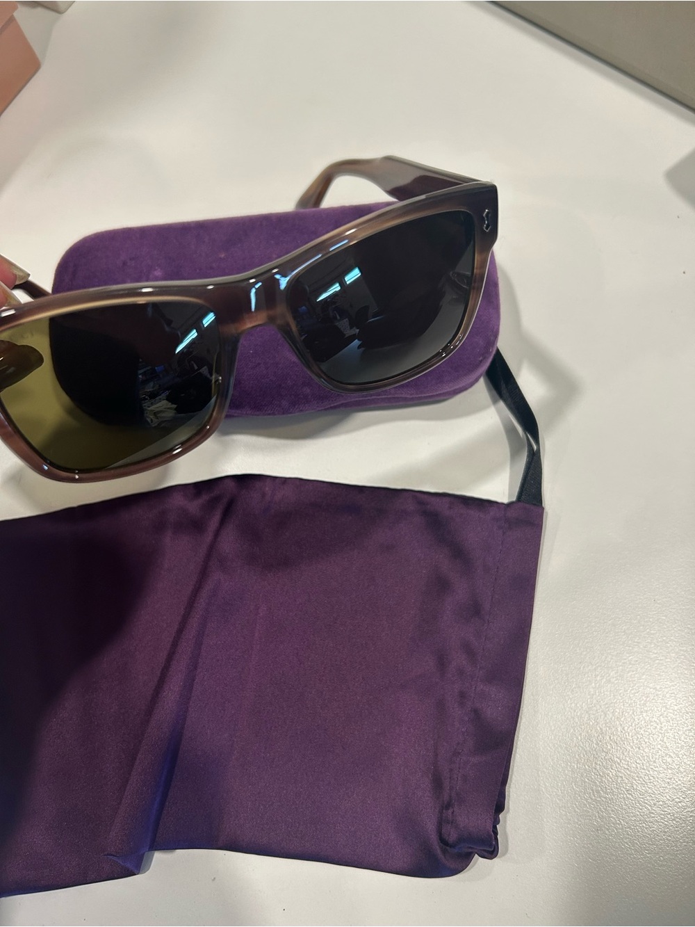 Gucci Brown Gradient Frame Sunglasses with Dark Lenses